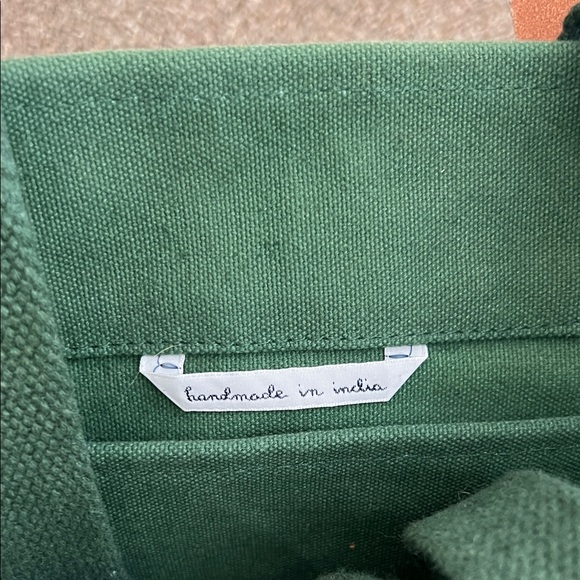 Immodest Cotton Green Canvas Lunch Tote with Leather Straps - Picture 6 of 7